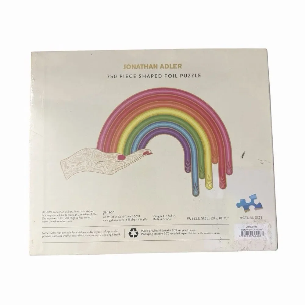 Sealed Jonathan Adler 750-Piece Shaped Foil Rainbow Jigsaw Puzzle Cardboard 2019
